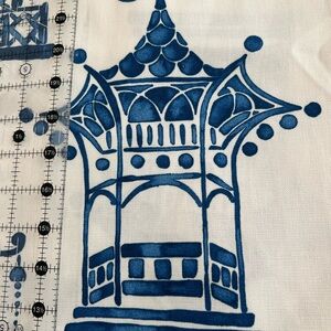 2.5 Yards Kaufmann Ming Pagoda Printed Cotton Drapery Fabric in Zephyr